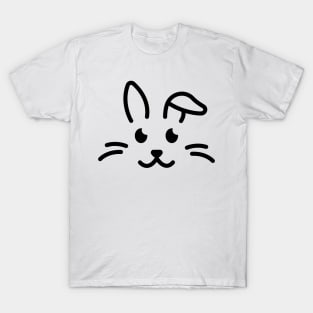 Eep! - Cute Bunny Face Line Art - Black T-Shirt